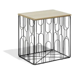 Bout de canapé Gaëlle Art 40xH40x30cm bois et métal noir