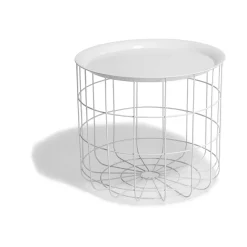 Bout de canapé Gaëlle plateau amovible blanc