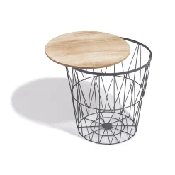 Bout de canapé Gaëlle plateau amovible gris anthracite