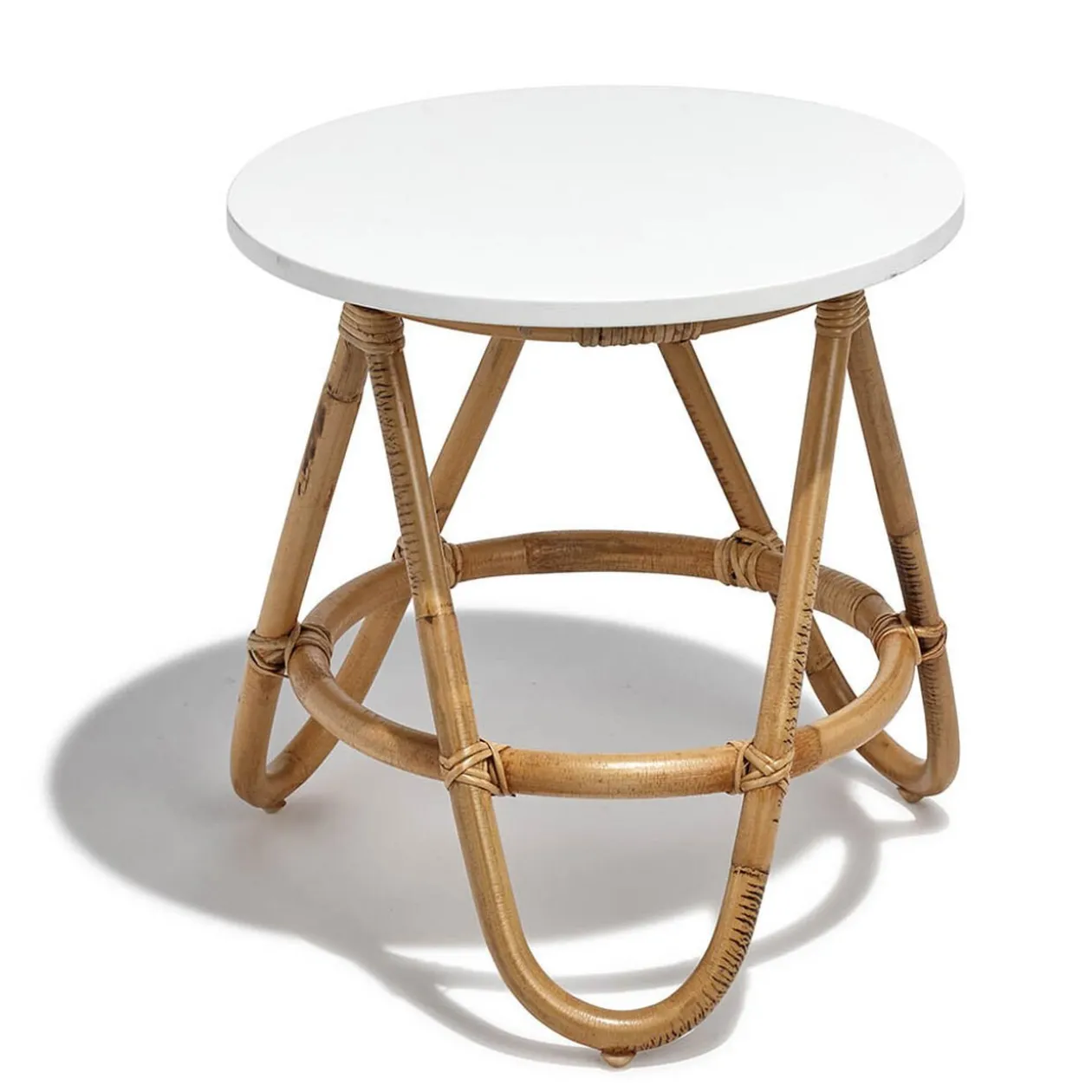 Bout de canapé Inaya en rotin blanc