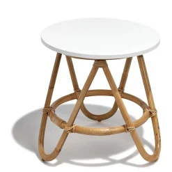 Bout de canapé Inaya en rotin blanc