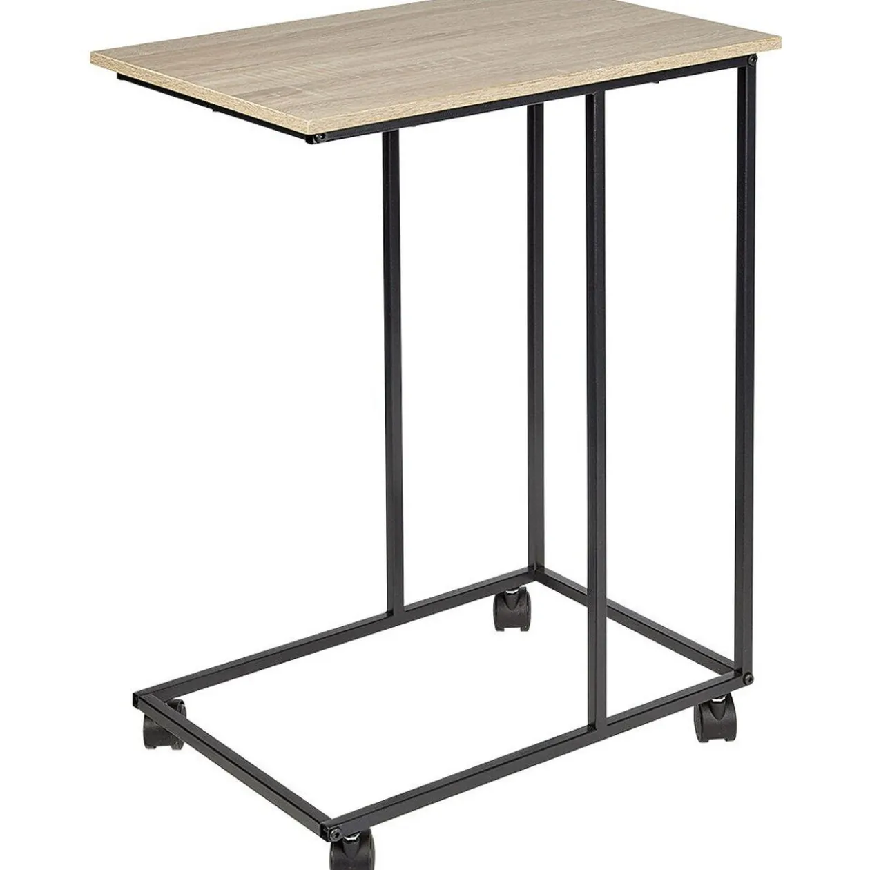 Bout de canapé John à roulettes noir et naturel