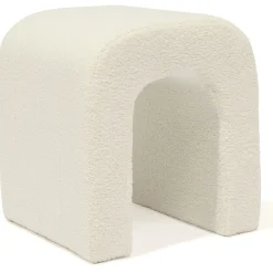 Bout de canapé Joseph curly effet laine bouclée blanc - L40xP40xH45 cm