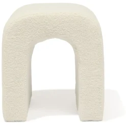 Bout de canapé Joseph curly effet laine bouclée blanc - L40xP40xH45 cm