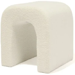 Bout de canapé Joseph curly effet laine bouclée blanc - L40xP40xH45 cm