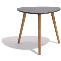 Bout de canapé Joseph Gris anthracite pieds en pin verni Ø48 x H42 cm