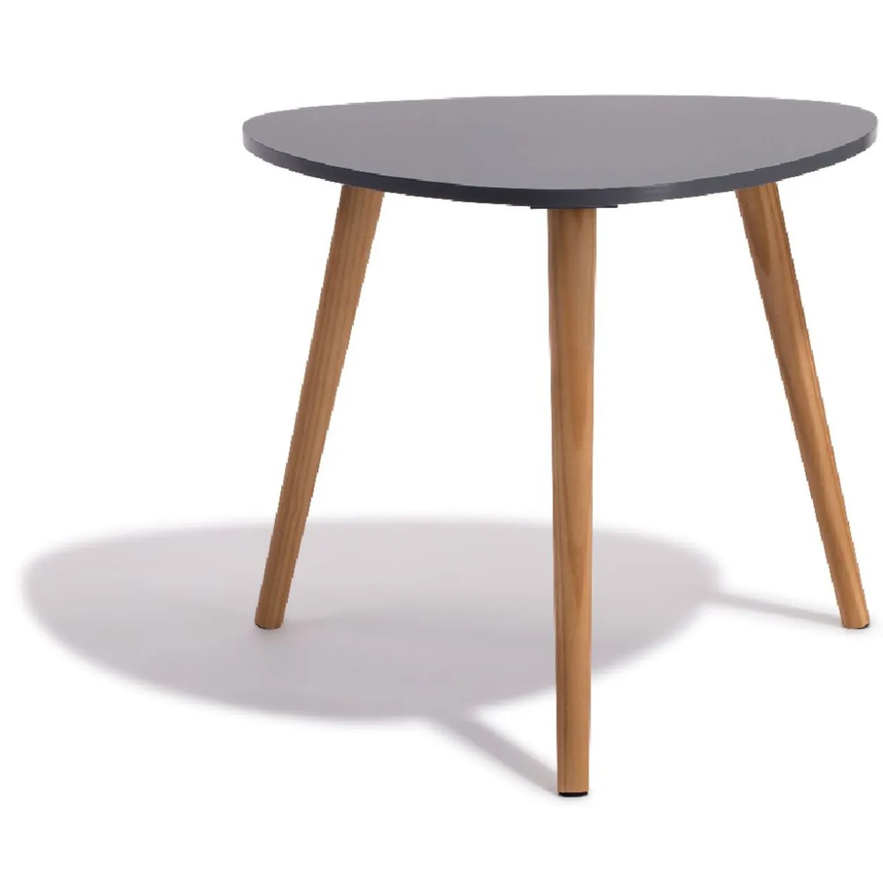 Bout de canapé Joseph Gris anthracite pieds en pin verni Ø48 x H42 cm