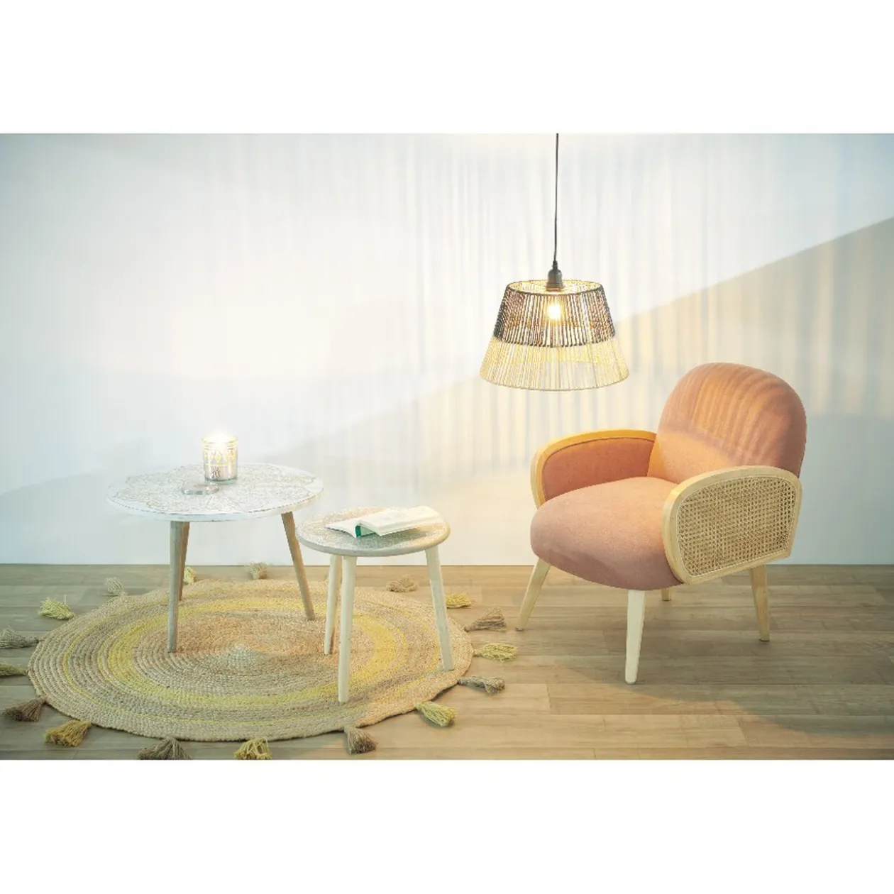 Bout de canapé Padang effet blanchi x2