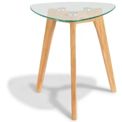 Bout de canapé Patty verre trempé hévéa x2