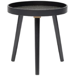 Bout de canapé rond bois noir 3 pieds