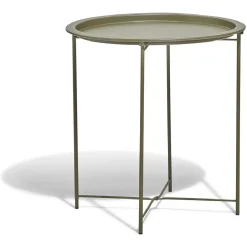 Bout de canapé rond gamme Maddy métal vert kaki