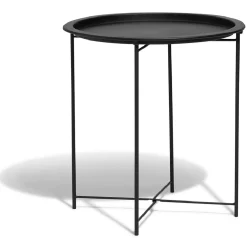 Bout de canapé rond gamme Maddy métal noir