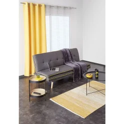 Bout de canapé rond gamme Labaaz bois naturel et blanc