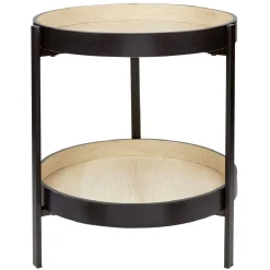 Bout de canapé rond gamme Labaaz bois naturel et noir