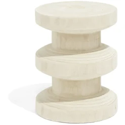 Bout de canapé Tammy bois paulownia beige Ø27xH33cm