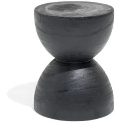 Bout de canapé Tammy bois paulownia noir Ø27xH33cm