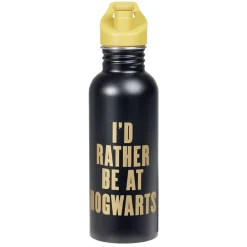 Bouteille gourde Harry Potter Hogwart Poudlard métal noir et orange