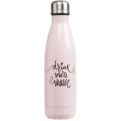 Bouteille isotherme inox rose inscription Drink more water 500 ml