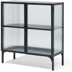 Buffet Arty métal noir et verre trempé - L70xP30xH75 cm