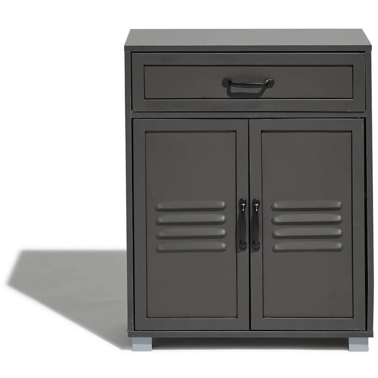 Buffet Brooklyn anthracite avec 2 portes et 1 tiroir
