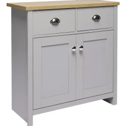 Buffet en bois Nantes 2 tiroirs 2 portes gris et naturel