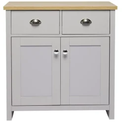 Buffet en bois Nantes 2 tiroirs 2 portes gris et naturel