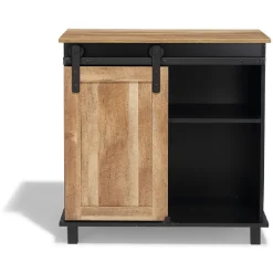 Buffet Florence noir et miel porte coulissante 2 tiroirs