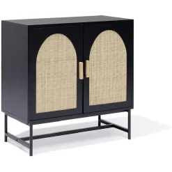 Buffet Fuji noir cannage naturel - L80xP38xH80 cm