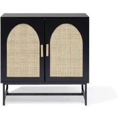 Buffet Fuji noir cannage naturel - L80xP38xH80 cm