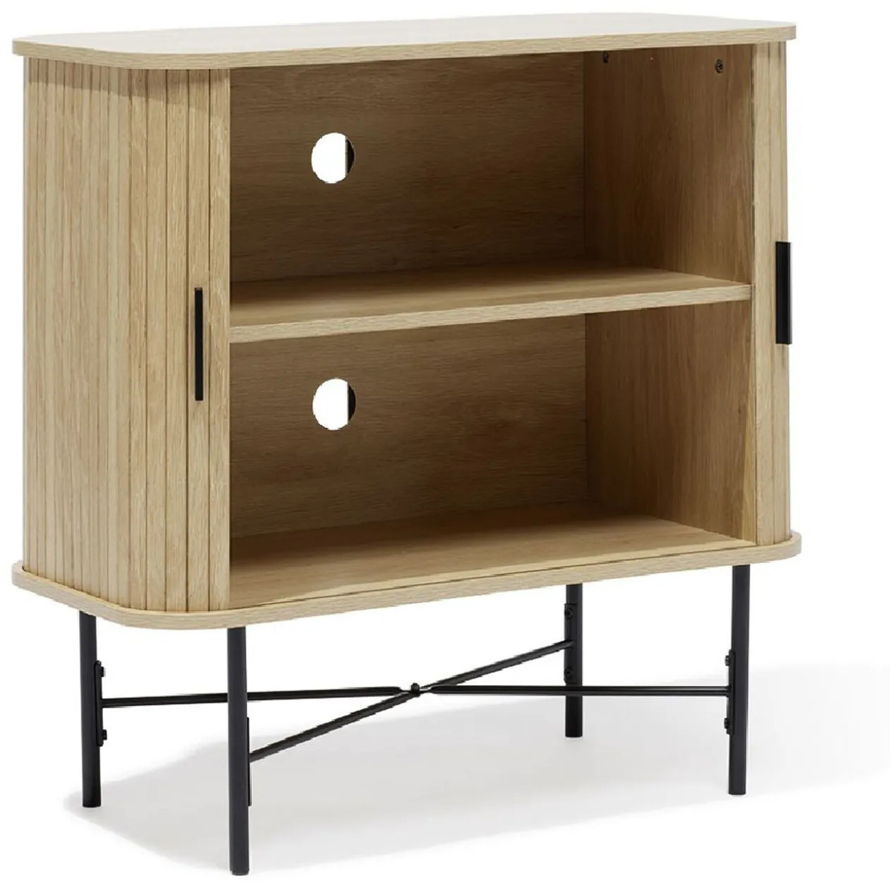 Buffet Grège bois naturel et noir - L80xP39,5xH79 cm