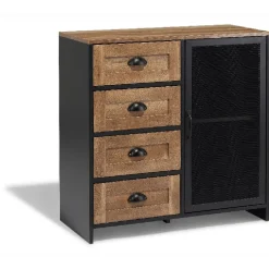 Buffet Laura noir et miel - L80 x P35 x H82 cm