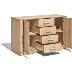 Buffet Ohio chêne sonoma 2 portes 4 tiroirs