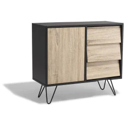 Buffet Stanislas naturel avec 1 porte et 3 tiroirs