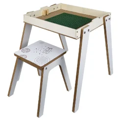 Bureau en bois 3 en 1 - tableau double face et tabouret