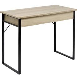 Bureau Paolo 1 tiroir métal et bois naturel noir