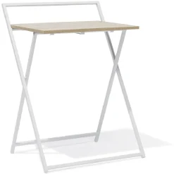 Bureau pliable Nathan métal et bois blanc 63x45xH84cm