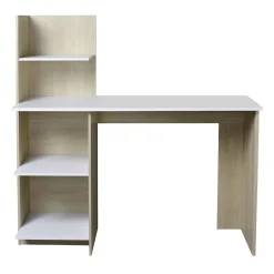Bureau scandinave avec étagères blanc naturel