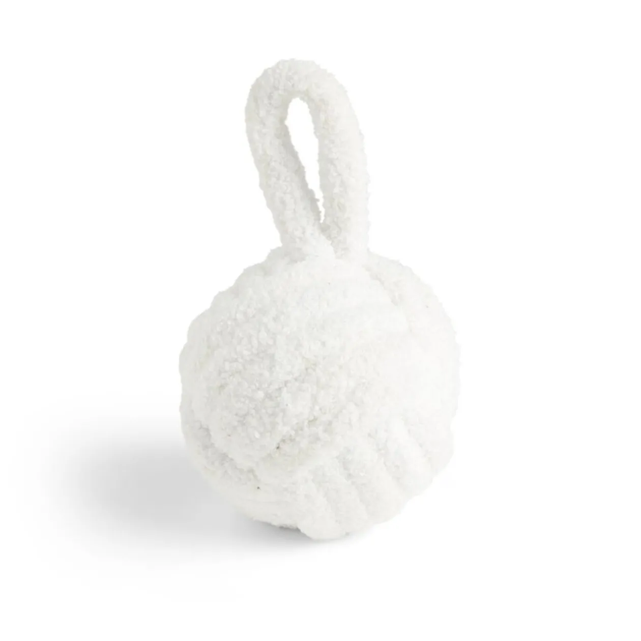 Cale porte noeud 15x15x15cm ciment et polyester effet bouclé blanc