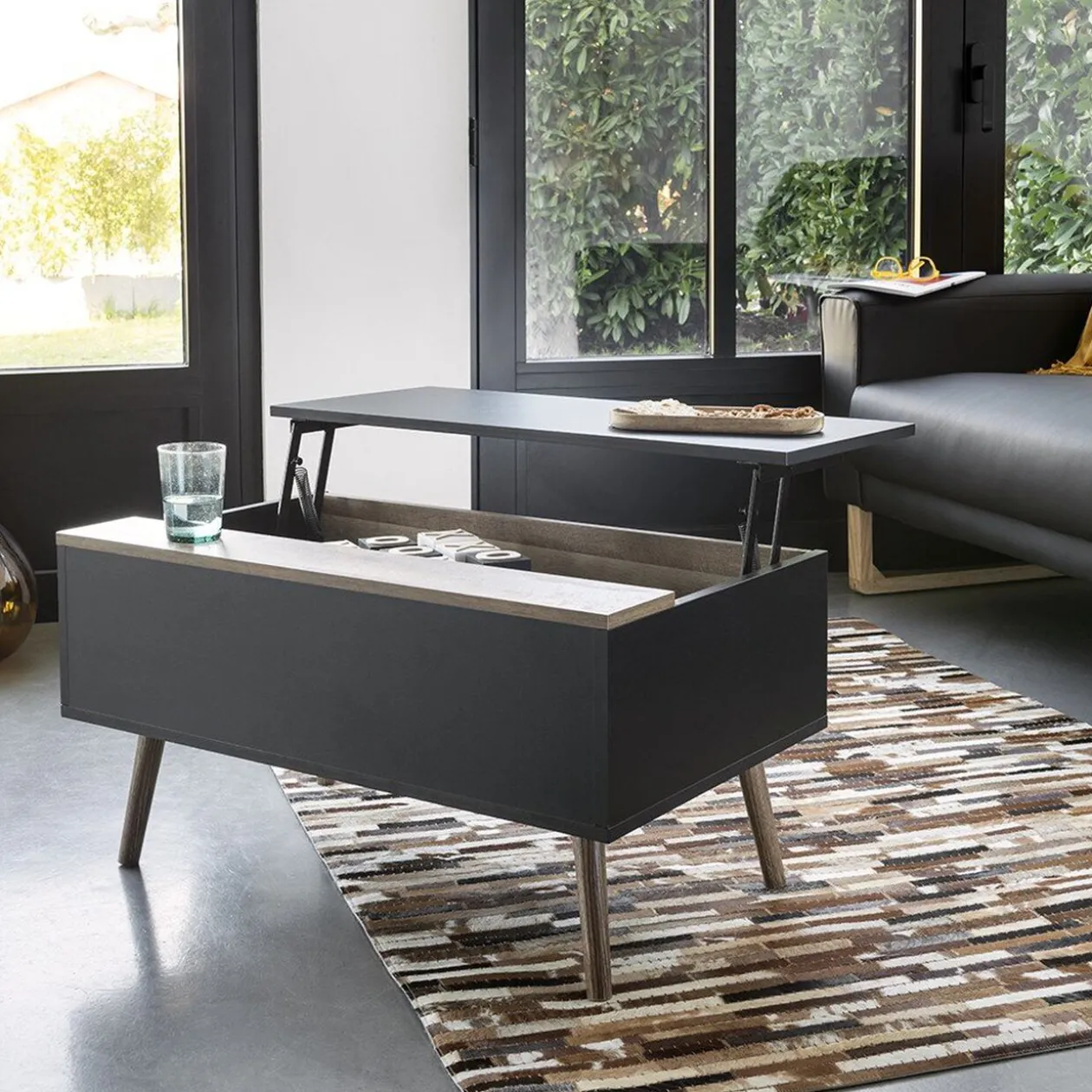 Canapé 3 places Laabaz simili noir