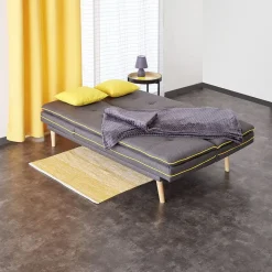 Canapé convertible Annick gris couture jaune