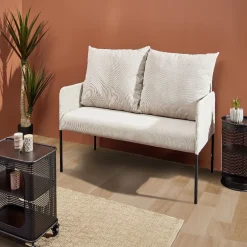 Canapé Haly velours côtelé beige 144x76,5x96cm