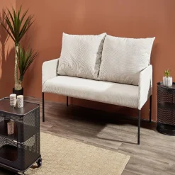 Canapé Haly velours côtelé beige 144x76,5x96cm