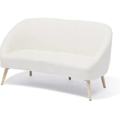 Canapé Joseph curly effet laine bouclée blanc - L137xP69xH79 d