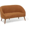 Canapé Joseph velours côtelé marron rouille/acajou - L137xP69xH79 cm