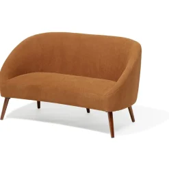 Canapé Joseph velours côtelé marron rouille/acajou - L137xP69xH79 cm