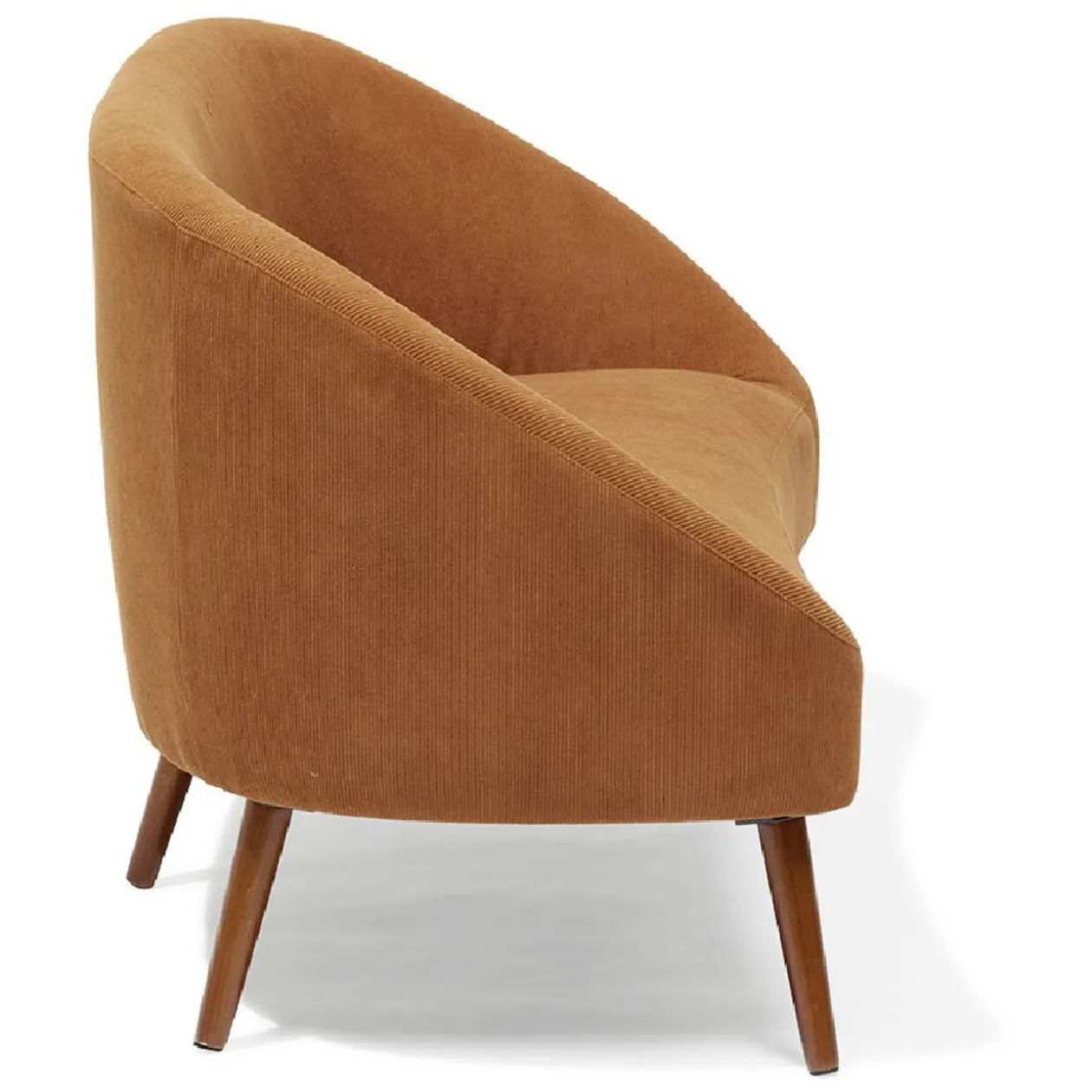 Canapé Joseph velours côtelé marron rouille/acajou - L137xP69xH79 cm