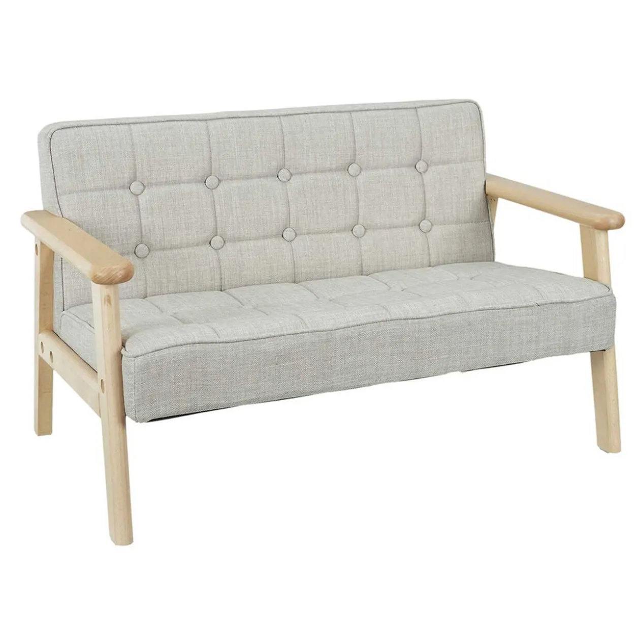 Canapé Timeo bois naturel coussin marron taupe 69x40xH42cm