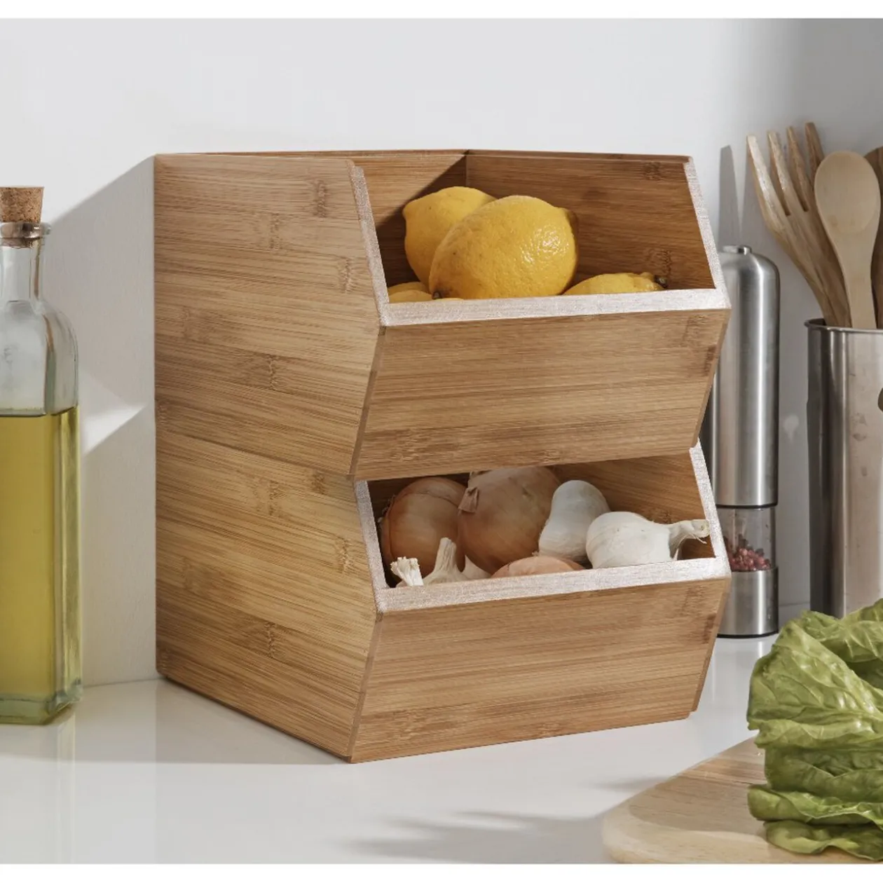 Casier en bambou empilable