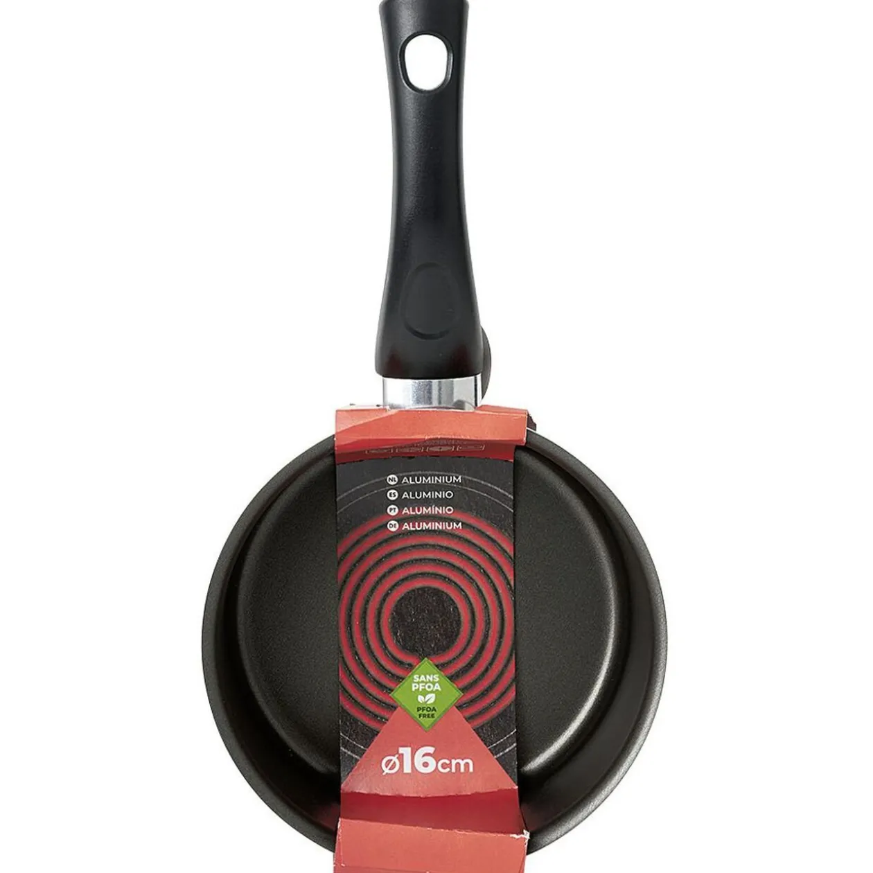 Casserole aluminium antiadhésive noir et rouge Ø 16 cm