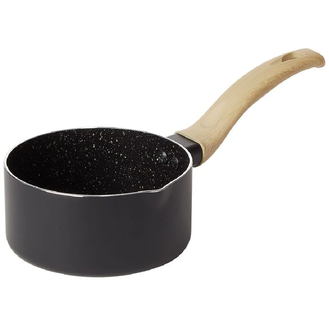 Casserole antiadhérente poignée soft touch beige et noir Ø14cm